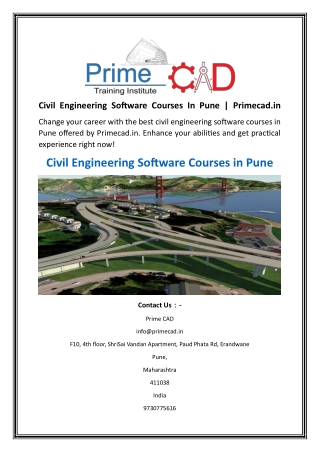 Civil Engineering Software Courses In Pune  Primecad.in
