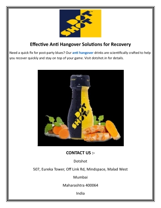 Effective Anti Hangover Solutions for Recovery