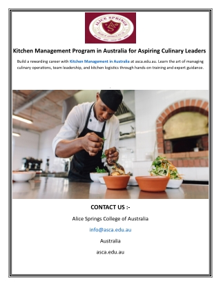 Kitchen Management Program in Australia for Aspiring Culinary Leaders