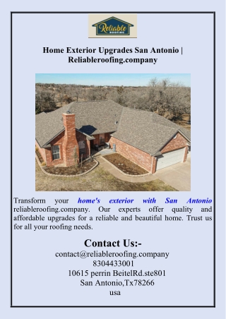 Home Exterior Upgrades San Antonio Reliableroofing.company