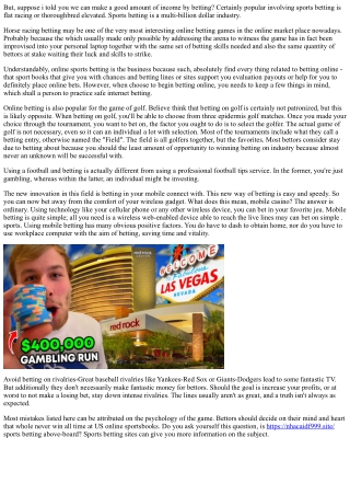 Betting Variations: Getting More Enjoyment Out With The Game