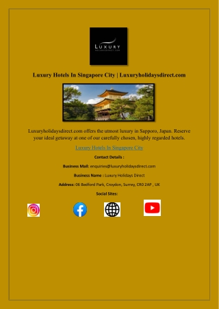 Luxury Hotels In Singapore City