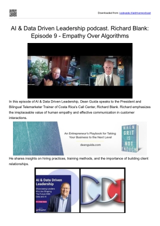 AI Data Driven Leadership Podcast guest Richard Blank Costa Ricas Call Center