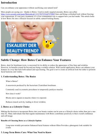 Subtle Change: How Botox Can Enhance Your Features