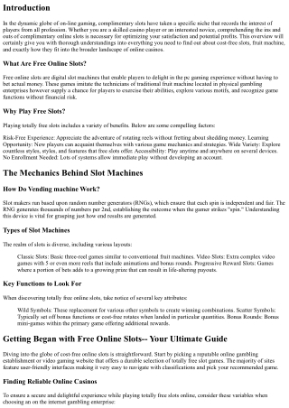 Beginning with Free Online Slots-- Your Ultimate Guide