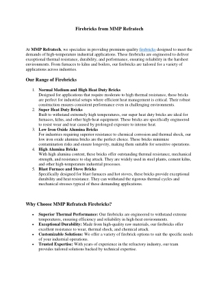 MMP Refratech Firebricks