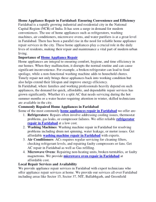 Best Home Appliance Repair in Faridabad