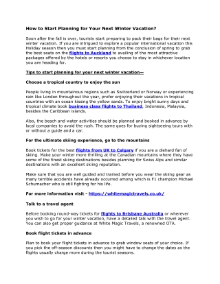 How to Start Planning for Your Next Winter Vacation