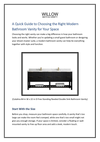 A Quick Guide to Choosing the Right Modern Bathroom Vanity for Your Space