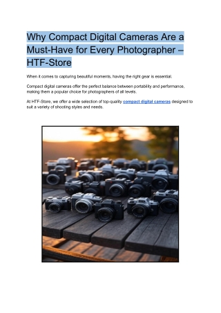 Why Compact Digital Cameras Are a Must-Have for Every Photographer – HTF-Store