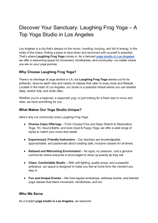 Discover Your Sanctuary_ Laughing Frog Yoga – A Top Yoga Studio in Los Angeles