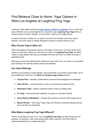 Find Balance Close to Home_ Yoga Classes in West Los Angeles at Laughing Frog Yoga