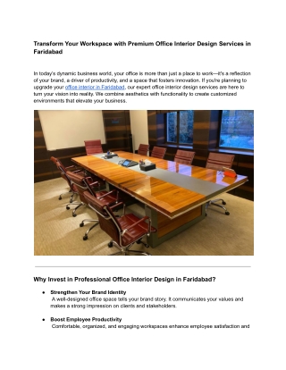 Best Office Interior Designers in Faridabad | Modern & Functional Workspaces