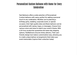 Personalized Custom Balloons with Name for Every Celebration