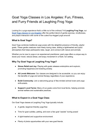 Goat Yoga Classes in Los Angeles_ Fun, Fitness, and Furry Friends at Laughing Frog Yoga