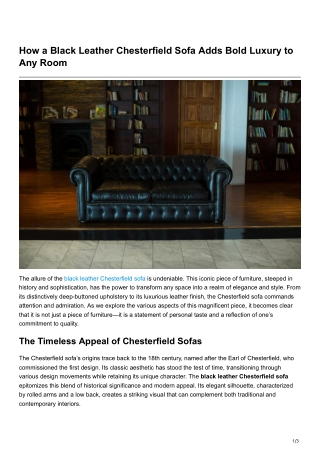How a Black Leather Chesterfield Sofa Adds Bold Luxury to Any Room