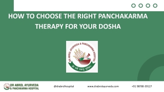 How to Choose the Right Panchakarma Therapy for Your Dosha