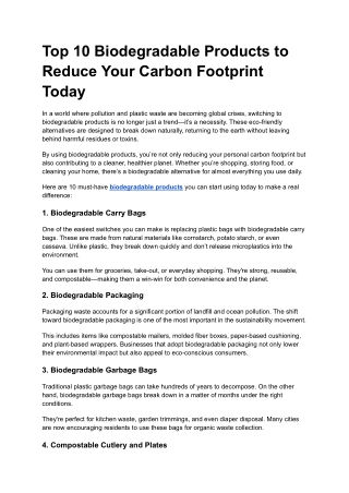Top 10 Biodegradable Products to Reduce Your Carbon Footprint Today