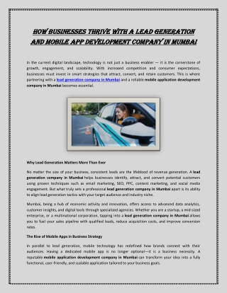 How Businesses Thrive with a Lead Generation and Mobile App Development Company
