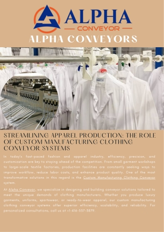 Streamlining Apparel Production The Role of Custom Manufacturing Clothing Conveyor Systems