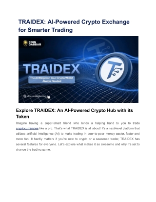 TRAIDEX_ AI-Powered Crypto Exchange for Smarter Trading