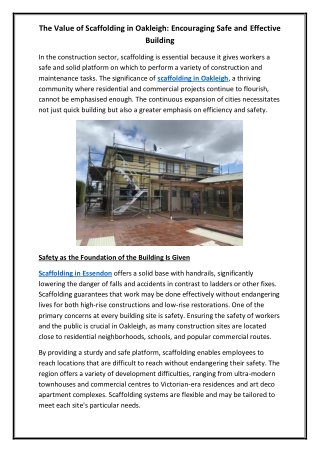 The Value of Scaffolding in Oakleigh Encouraging Safe and Effective Building