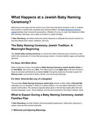 What Happens at a Jewish Baby Naming Ceremony