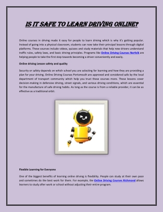 Is It Safe to Learn Driving Online?