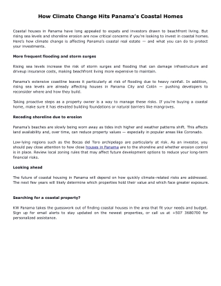 How Climate Change Hits Panama’s Coastal Homes