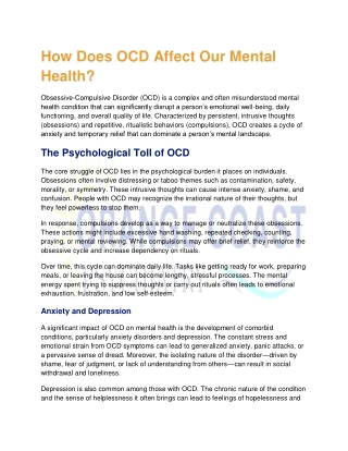 How Does OCD Affect Our Mental Health (OCP)
