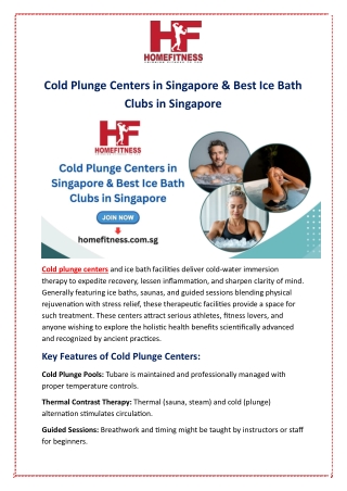 Cold Plunge Centers in Singapore & Best Ice Bath Clubs in Singapore