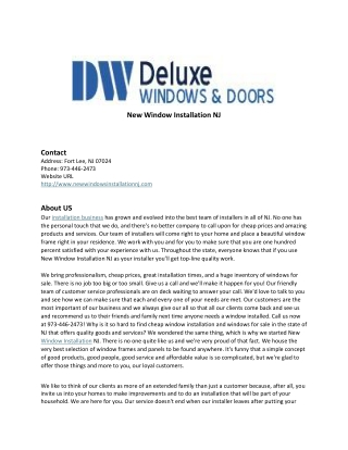 New Window Installation NJ