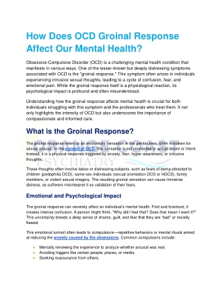 How Does OCD Groinal Response Affect Our Mental Health