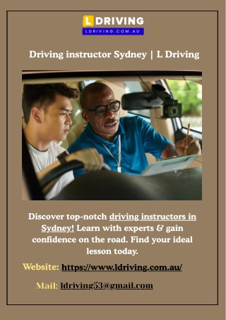 Driving instructor Sydney | L Driving