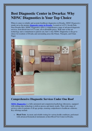 Best Diagnostic Center in Dwarka