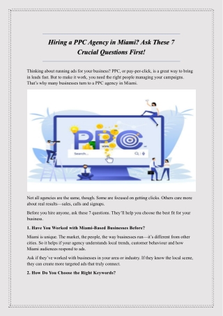 Hiring a PPC Agency in Miami, Ask These 7 Crucial Questions First!.docx