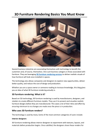 3D Furniture Rendering Basics You Must Know