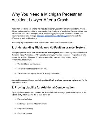 Why You Need a Michigan Pedestrian Accident Lawyer After a Crash