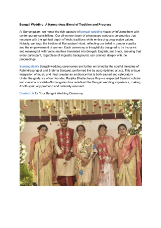 Bengali Wedding: A Harmonious Blend of Tradition and Progress