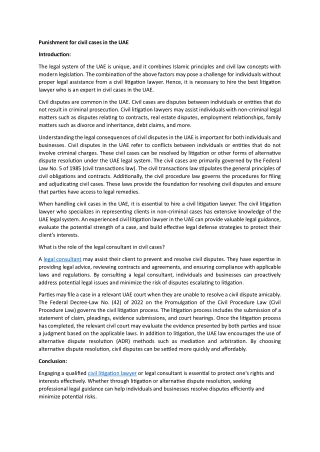 Punishment for civil cases in the UAE