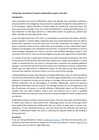 Facing False Accusations? Consult a Defamation Lawyer in the UAE