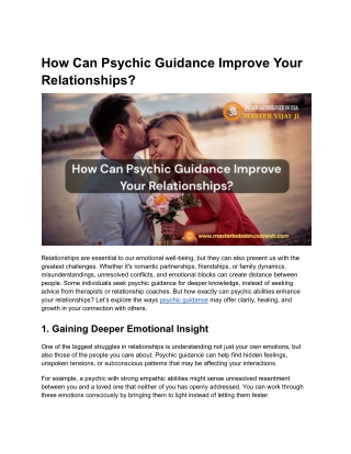 How Can Psychic Guidance Improve Your Relationships