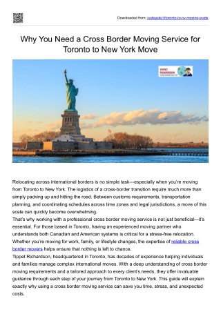 Why You Need a Cross Border Moving Service for Toronto to New York Move