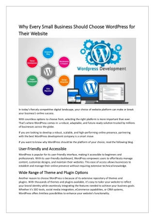 Why Every Small Business Should Choose WordPress for Their Website