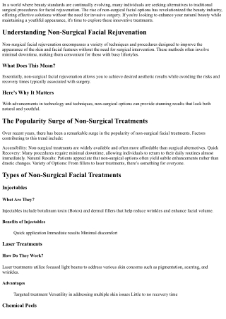 Redefine Your Beauty Routine with Non-Surgical Facial Options