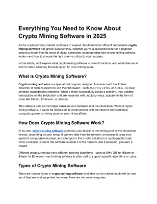 Everything You Need to Know About Crypto Mining Software in 2025