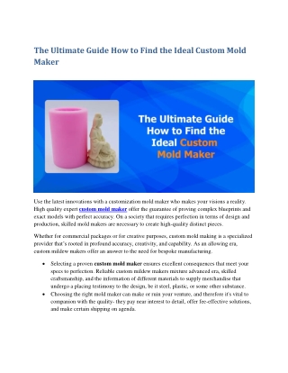 The Ultimate Guide How to Find the Ideal Custom Mold Maker