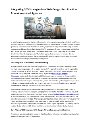 Integrating SEO Strategies into Web Design Best Practices from Ahmedabad Agencies
