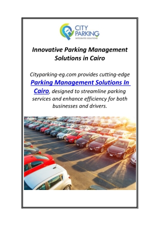 Innovative Parking Management Solutions in Cairo