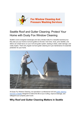 Seattle Roof and Gutter Cleaning